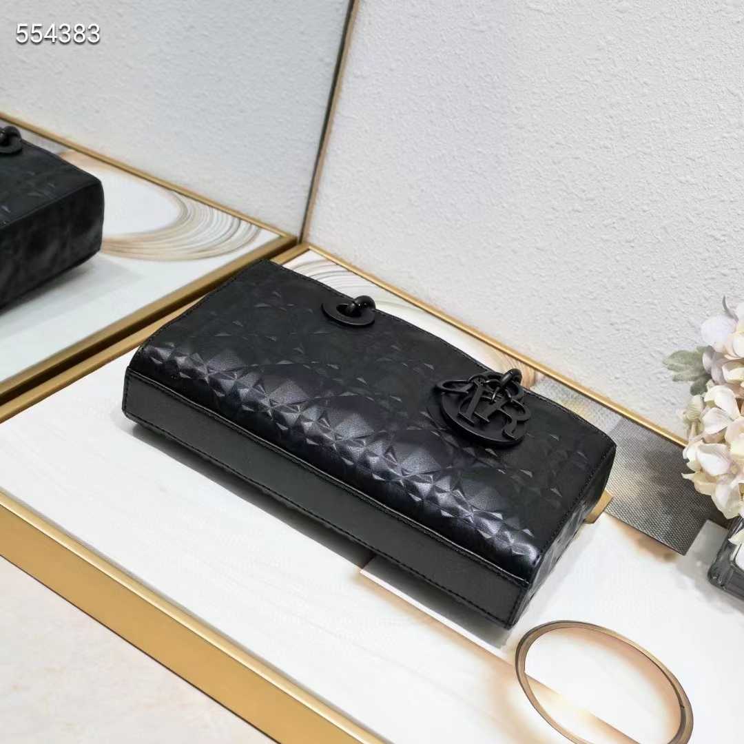 dior women cd medium lady d-joy bag black cannage calfskin Di*m*nd motif reference m0540snea_m900