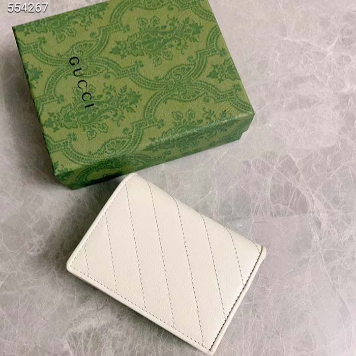 G*u*i gg unisex blondie card case wallet white leather round interlocking g style ‎760317 aacp7 9022