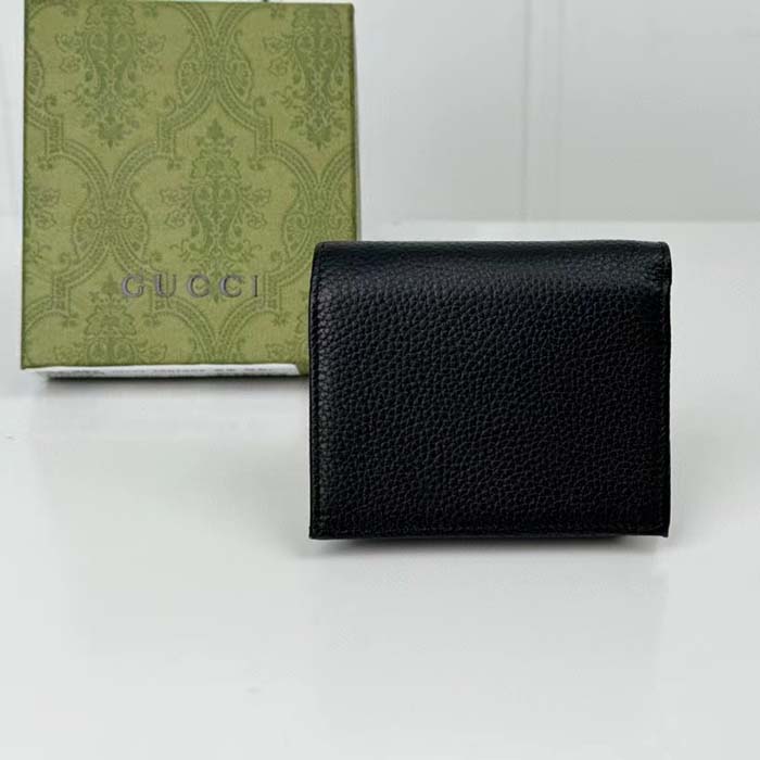 G*u*i gg unisex leather card case wallet black leather double g style ‎456126 17wen 1000