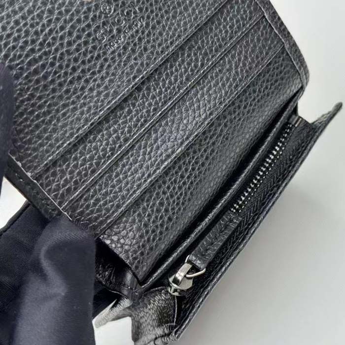 G*u*i gg unisex leather card case wallet black leather double g style ‎456126 17wen 1000