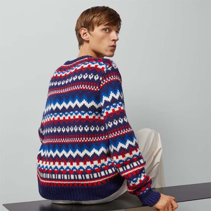 G*u*i men knit wool sweater G*u*i embroidery crewneck dropped shoulder rib style ‎763391 xkdox 4216