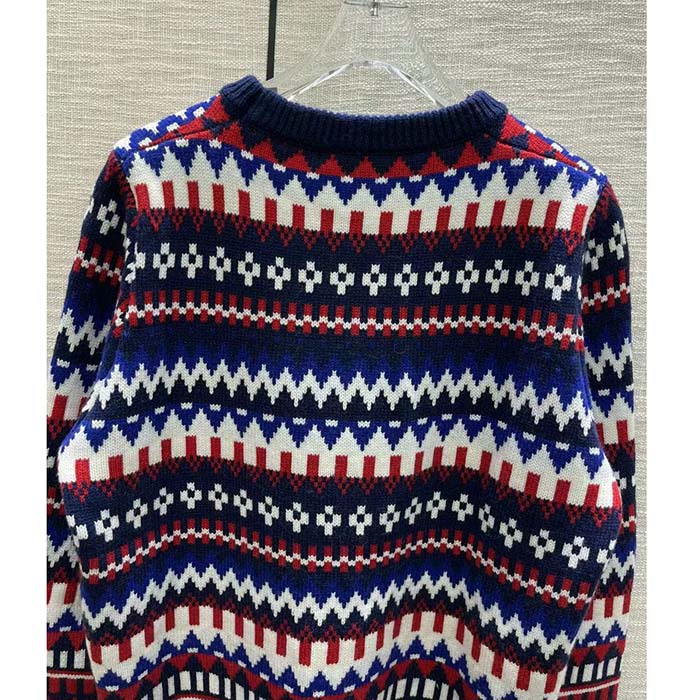 G*u*i men knit wool sweater G*u*i embroidery crewneck dropped shoulder rib style ‎763391 xkdox 4216