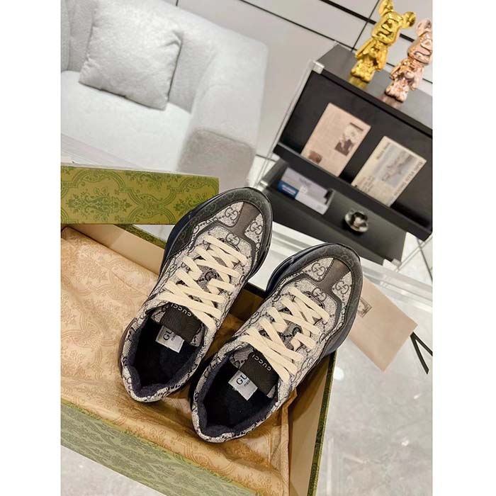 G*u*i unisex gg rhyton sneaker beige blue gg supreme canvas rubber sole low-heel