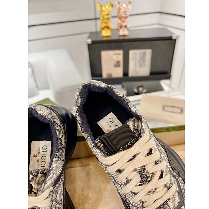 G*u*i unisex gg rhyton sneaker beige blue gg supreme canvas rubber sole low-heel
