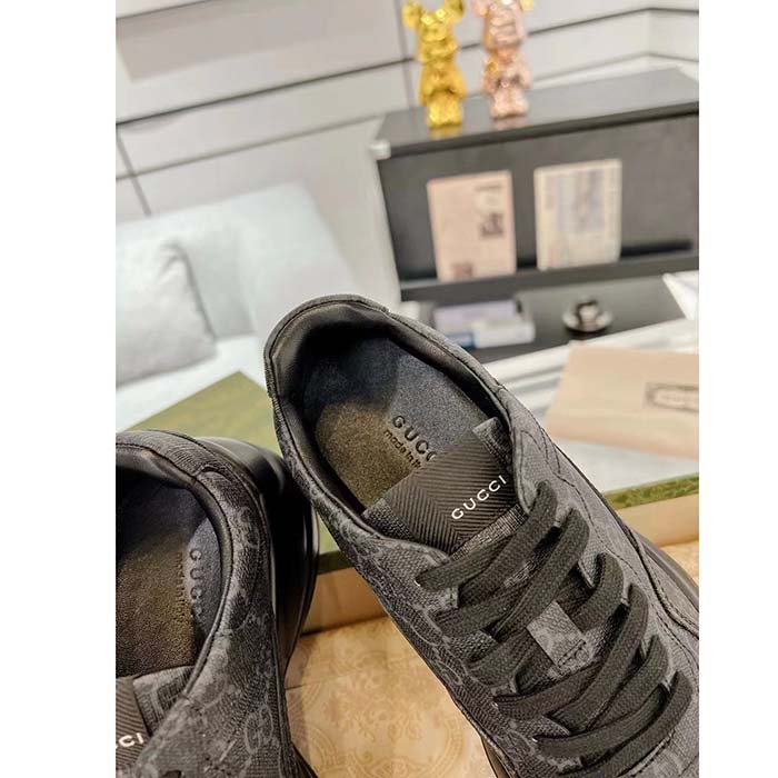 G*u*i unisex gg rhyton sneaker black gg supreme canvas rubber sole mid-heel