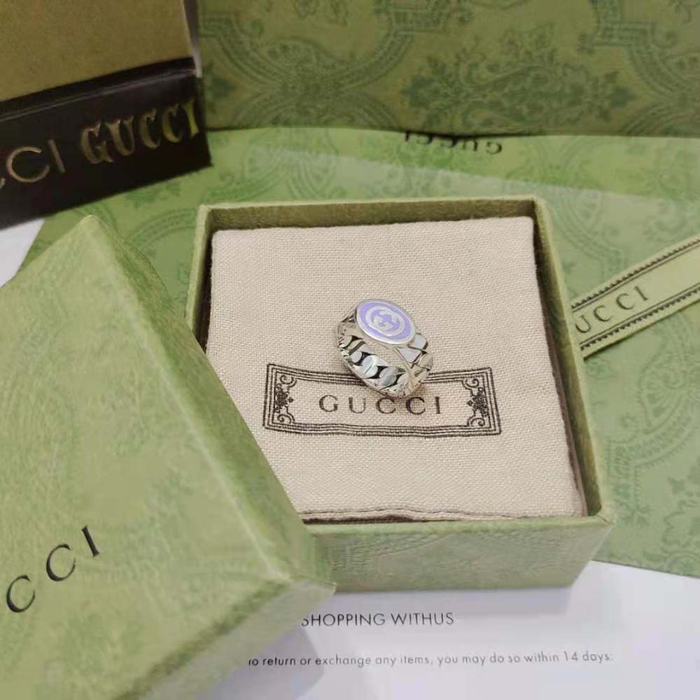 G*u*i unisex interlocking g enamel ring