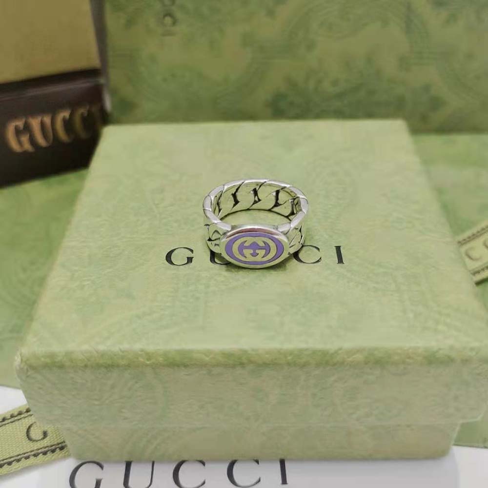 G*u*i unisex interlocking g enamel ring
