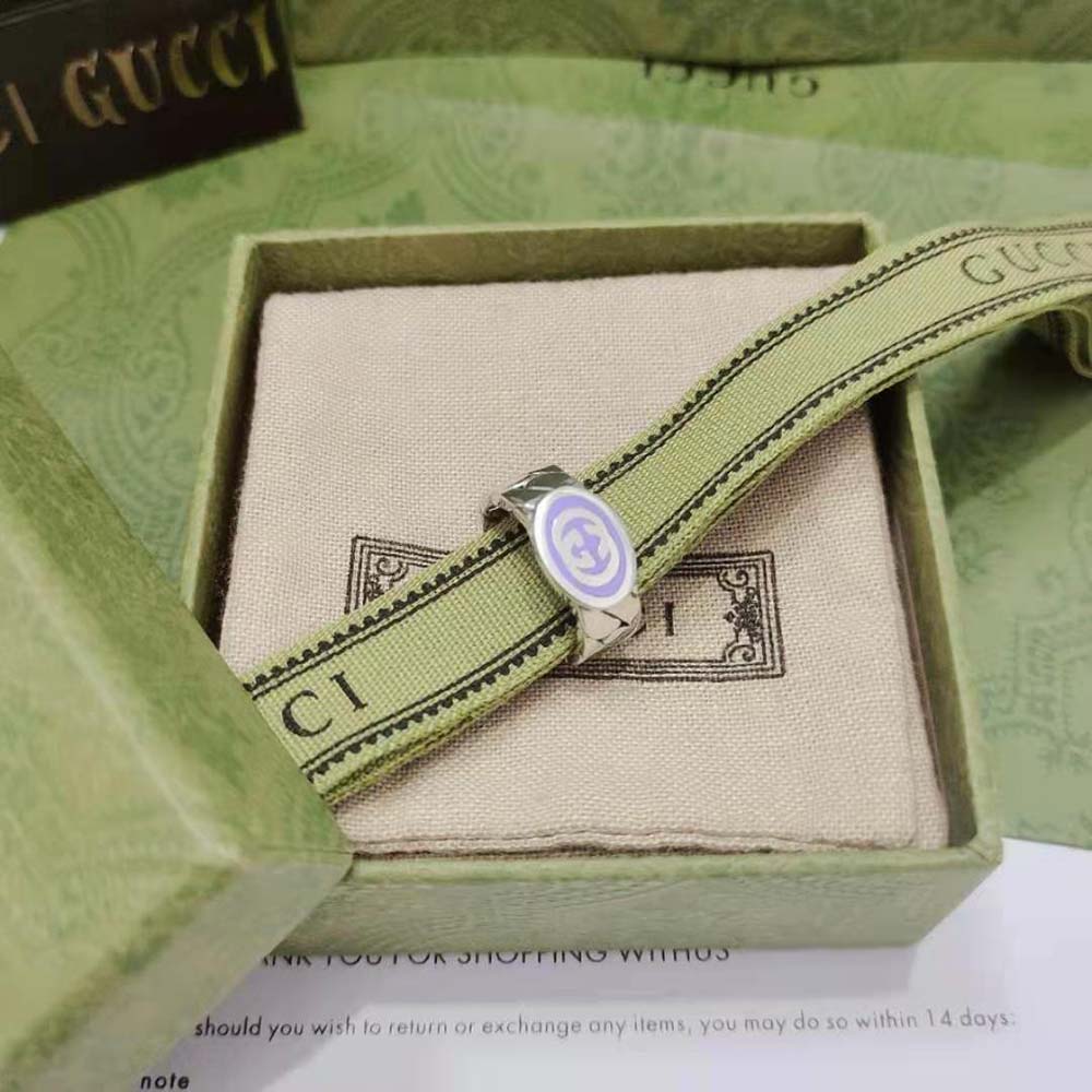 G*u*i unisex interlocking g enamel ring