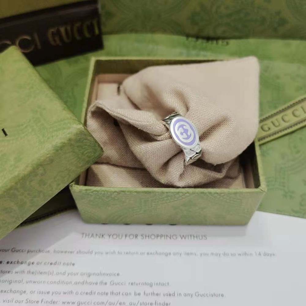 G*u*i unisex interlocking g enamel ring