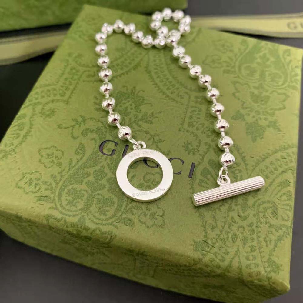G*u*i unisex silver boule chain bracelet