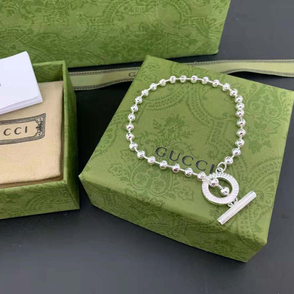 G*u*i unisex silver boule chain bracelet
