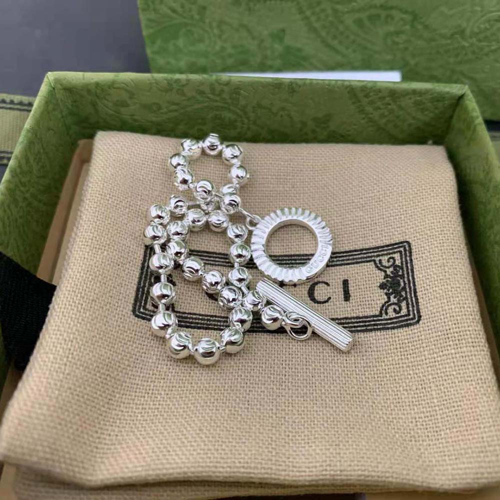 G*u*i unisex silver boule chain bracelet