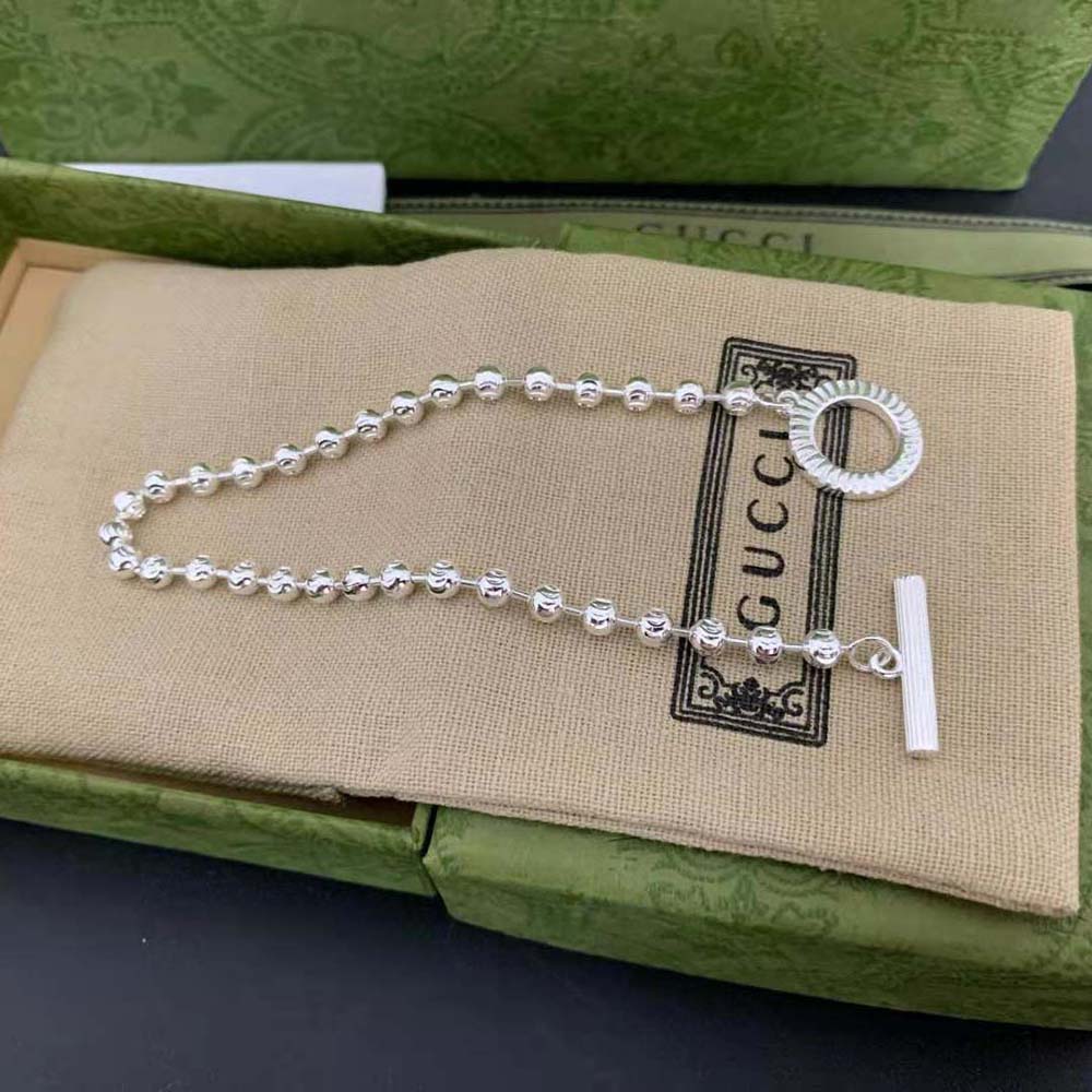 G*u*i unisex silver boule chain bracelet