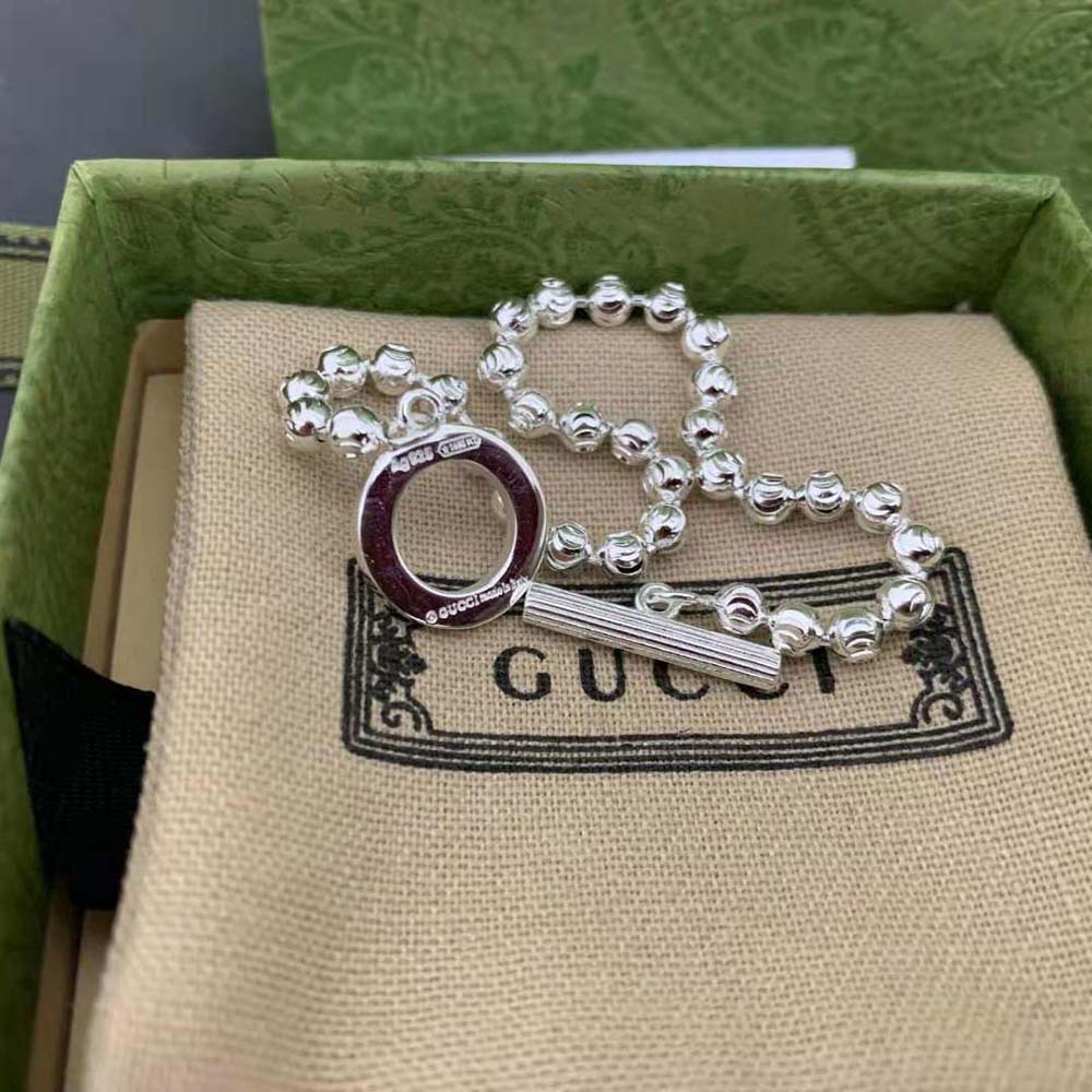 G*u*i unisex silver boule chain bracelet