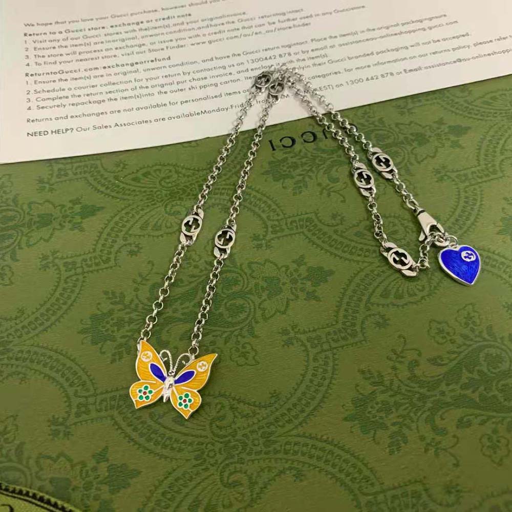 G*u*i women butterfly pendant necklace