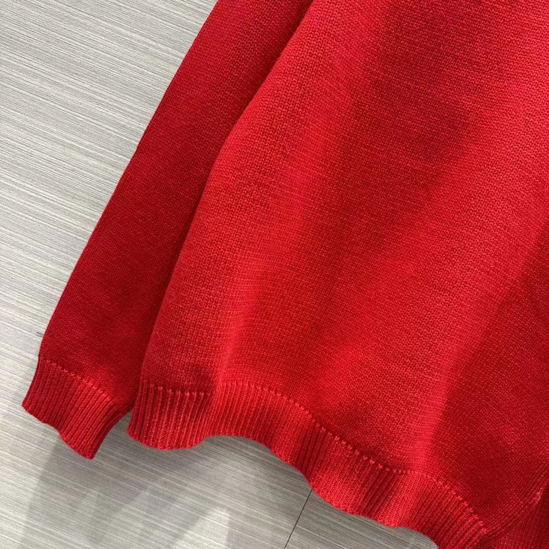 G*u*i women gg red wool top G*u*i intarsia crewneck dropped shoulder long sleeves