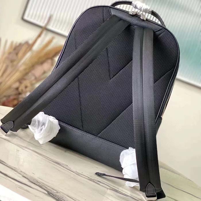 Louis Vuitton LV Unisex Avenue Backpack Black Taiga Cowhide Leather Zip Closure