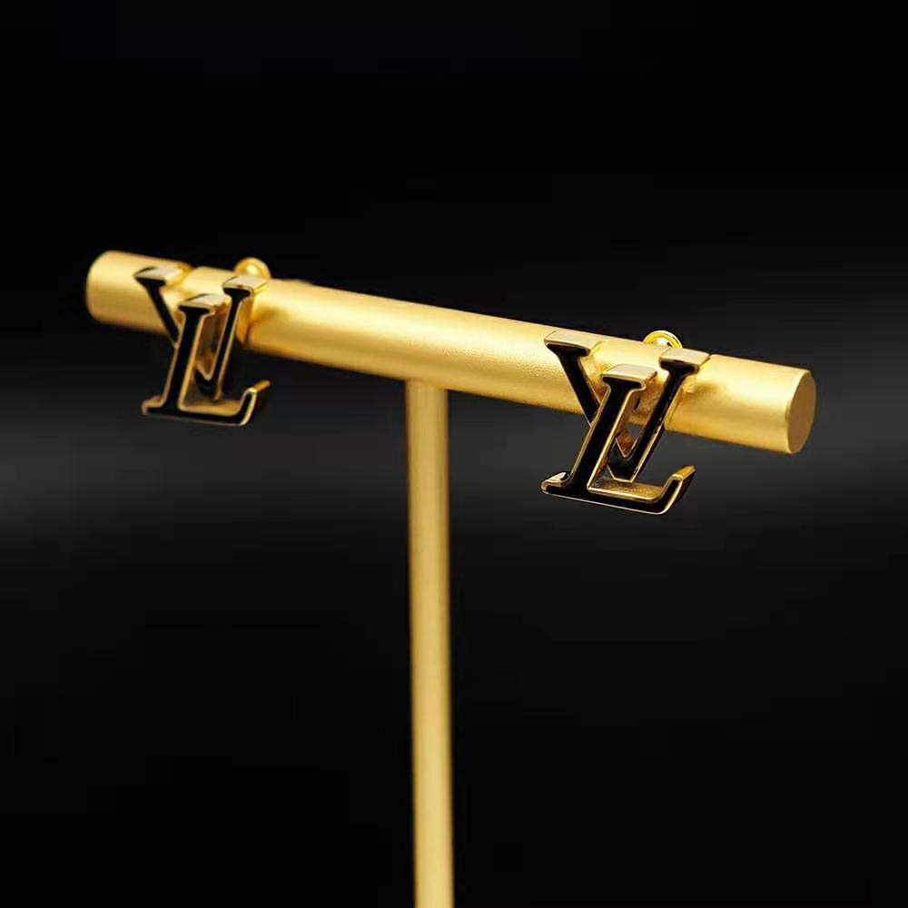 Louis Vuitton Women LV Iconic Enamel Earrings-Black