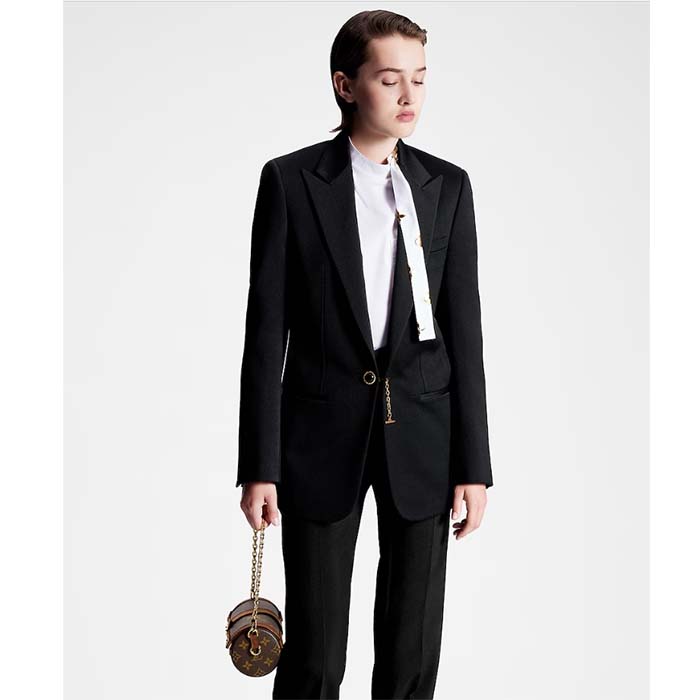 Louis Vuitton Women LV Jewel Button Tuxedo Jacket Cotton Wool Mohair Black