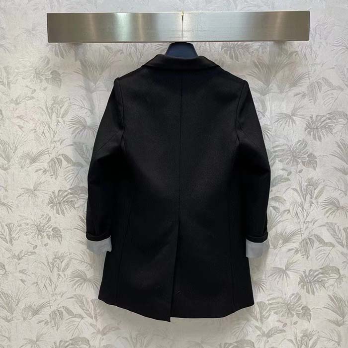 Louis Vuitton Men LV Jewel Button Tuxedo Jacket Cotton Wool Mohair Black