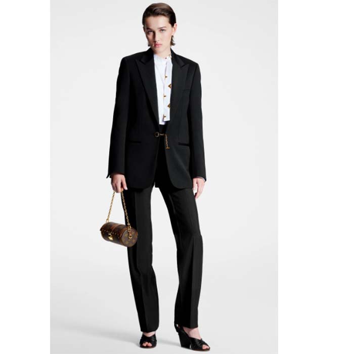 Louis Vuitton Women LV Jewel Button Tuxedo Jacket Cotton Wool Mohair Black