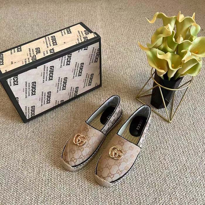 G*u*i unisex gg matelassé canvas espadrille double g flat 2 cm heel