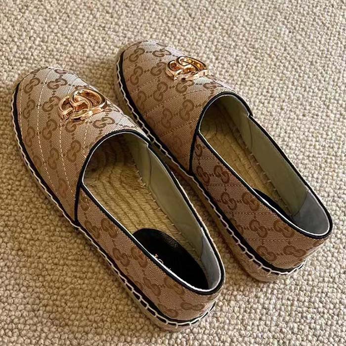 G*u*i unisex gg matelassé canvas espadrille double g flat 2 cm heel
