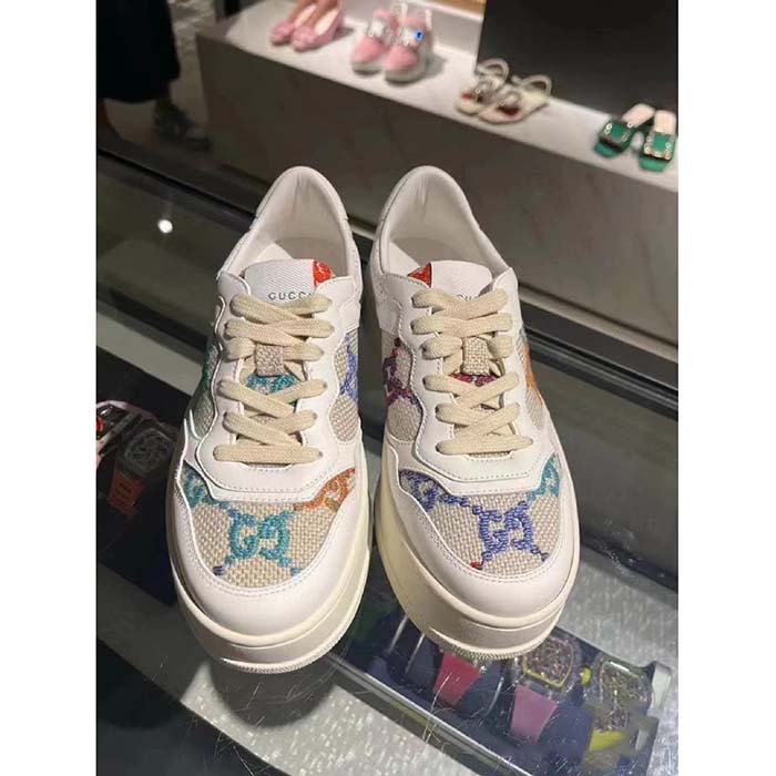 G*u*i unisex gg sneaker white leather rubber sole mid-heel
