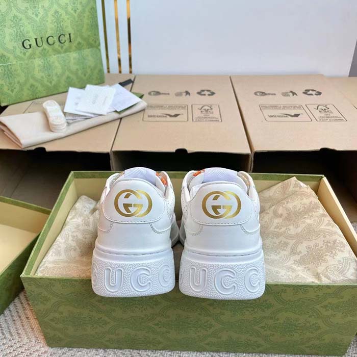 G*u*i unisex gg sneaker white leather rubber sole mid-heel