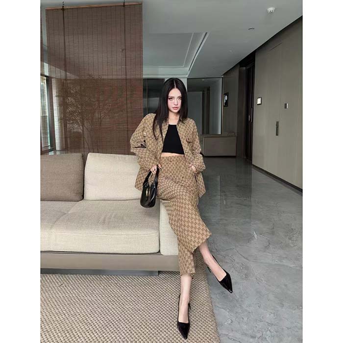 G*u*i women gg canvas shirt point collar dropped shoulder long sleeves