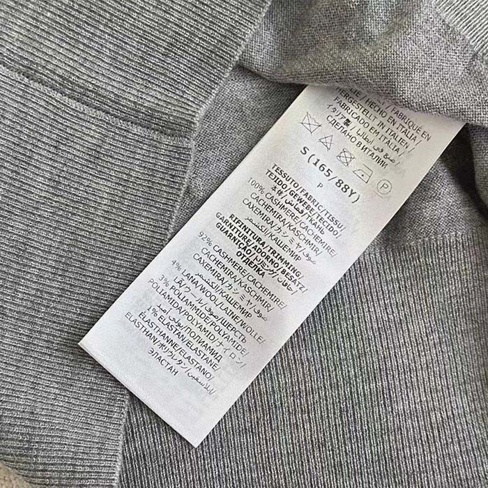 G*u*i women gg cashmere crewneck interlocking g grey diagonal stripe crystals