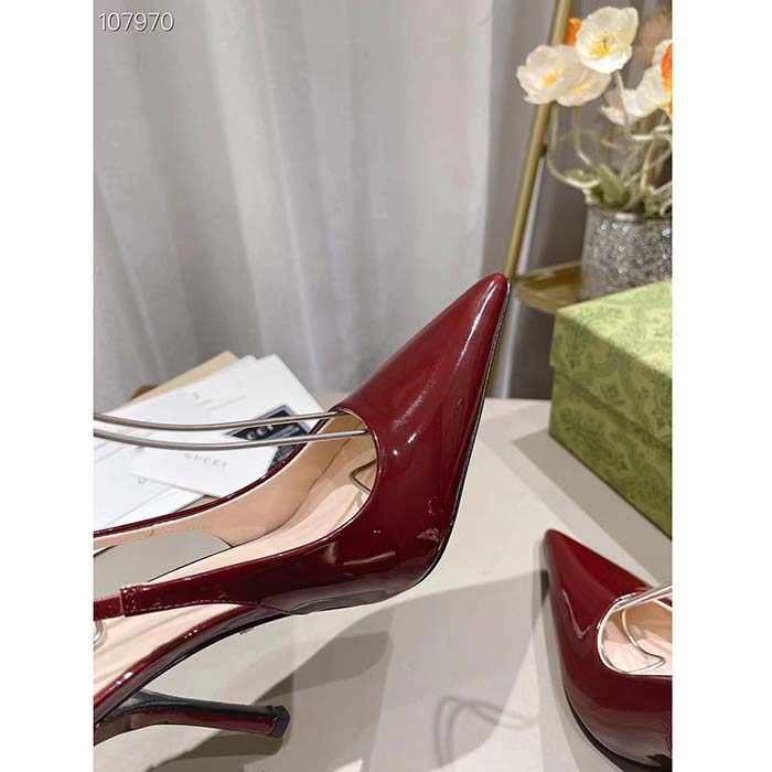 G*u*i women gg G*u*i signoria slingback pump red patent leather high heel