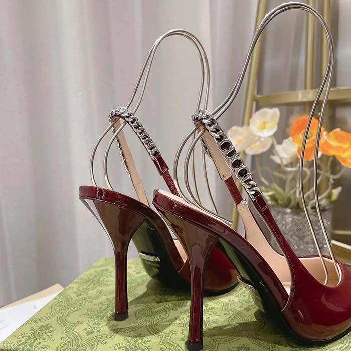 G*u*i women gg G*u*i signoria slingback pump red patent leather high heel