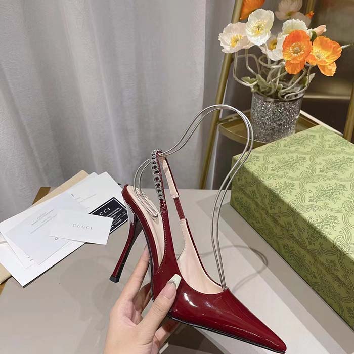 G*u*i women gg G*u*i signoria slingback pump red patent leather high heel