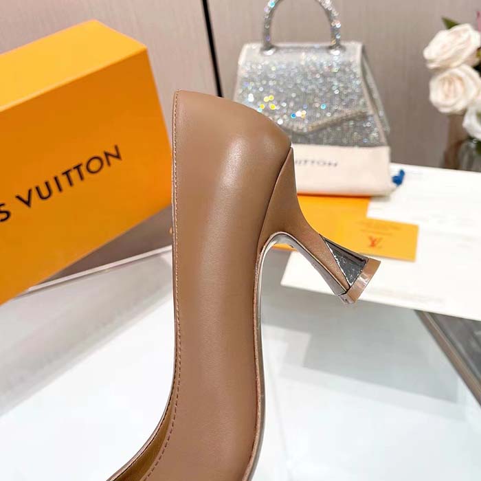 Louis Vuitton LV Women Sparkle Pump Brown Calf Leather Elasticized 6.5 Cm Heel