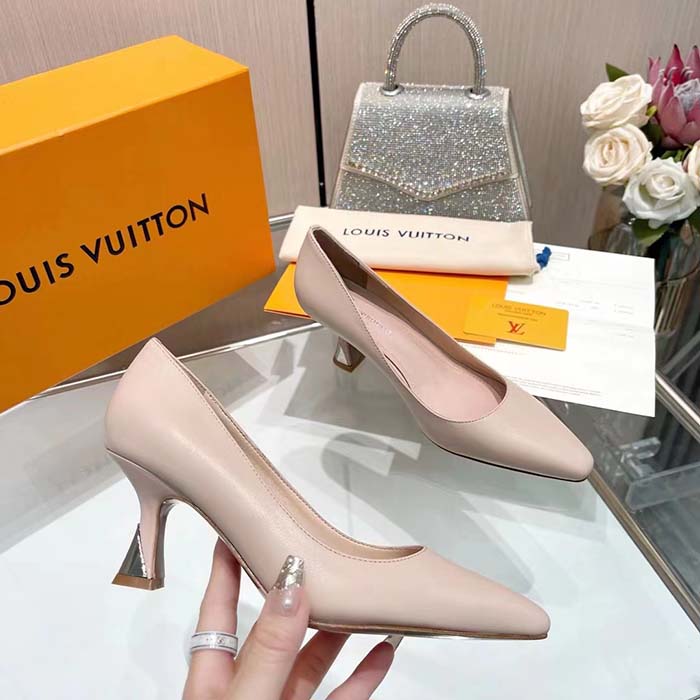 Louis Vuitton LV Women Sparkle Pump Beige Calf Leather Elasticized 6.5 Cm Heel
