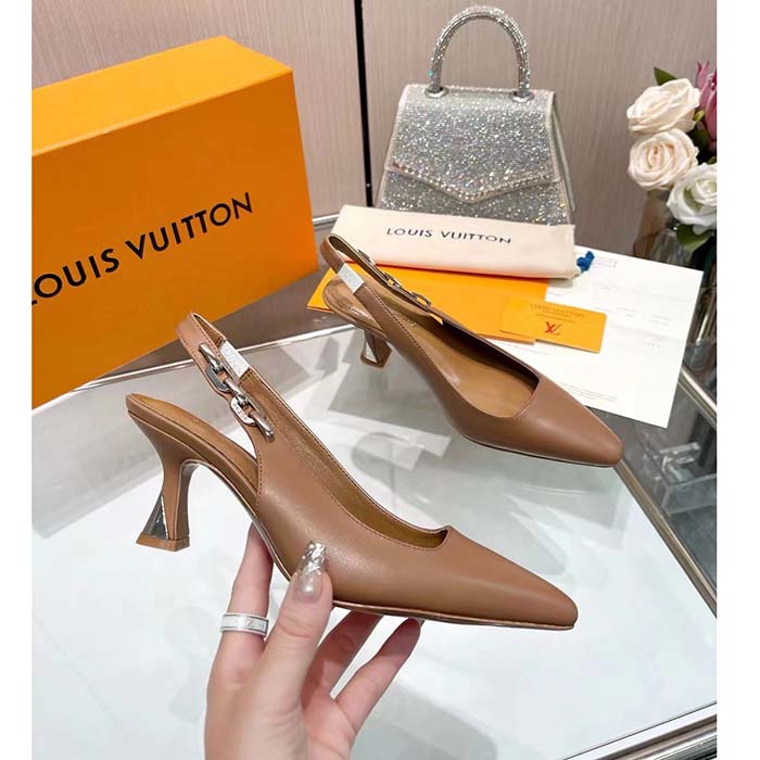 Louis Vuitton LV Women Sparkle Slingback Pump Sandy Calf Leather Elasticized 6.5 Cm Heel
