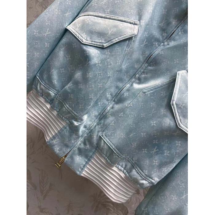 Louis Vuitton Women LV Monogram Cloud Bomber Jacket Silk Sky Blue 1AC0M5