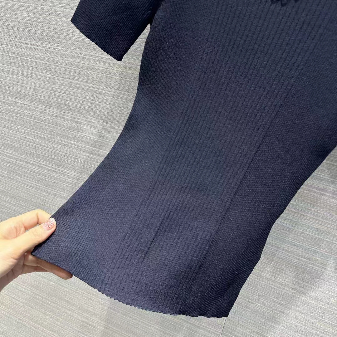 Louis Vuitton Women LV Ribbed Knit Top Wool Cashmere Dark Blue 1AFFRR