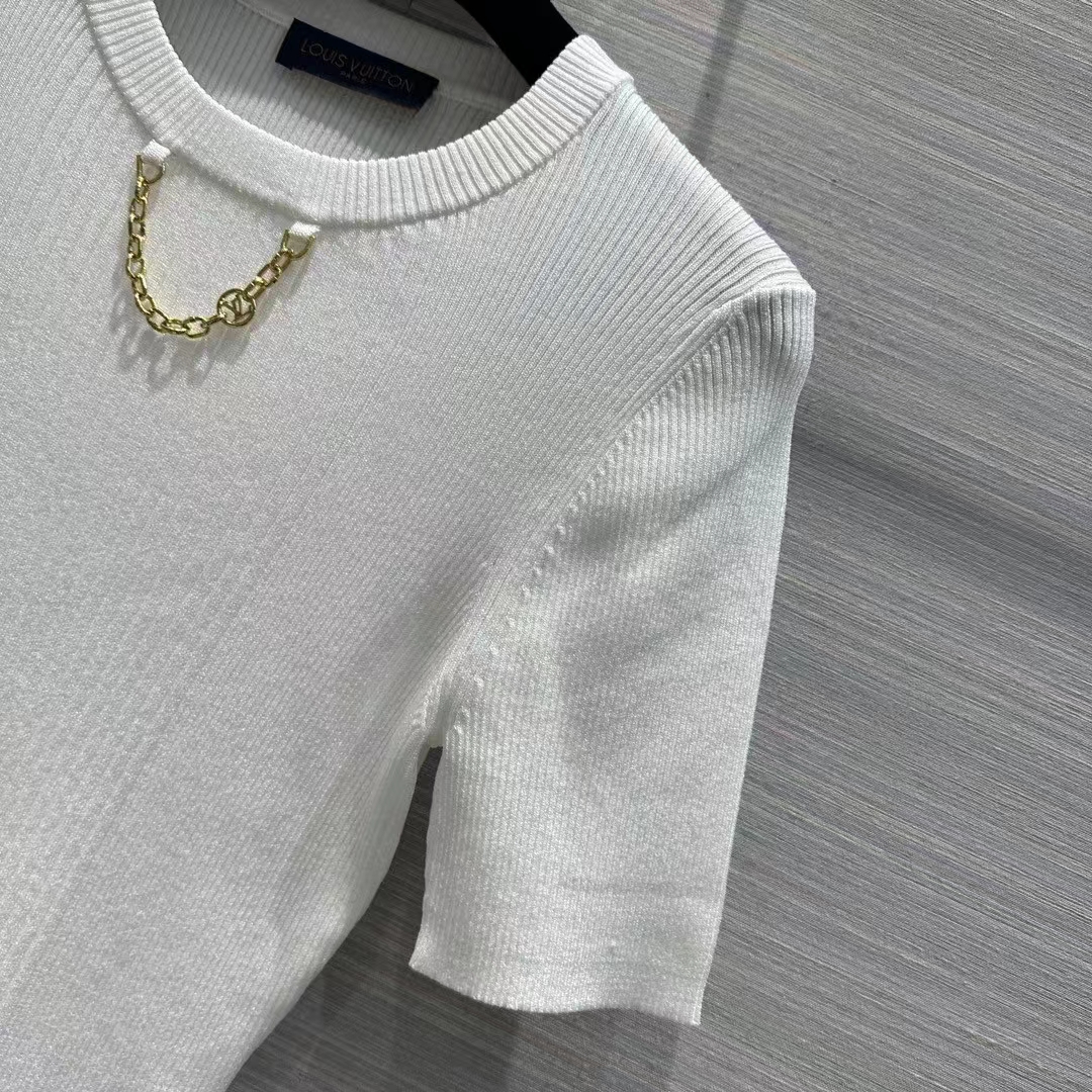 Louis Vuitton Women LV Ribbed Knit Top Wool Cashmere Milky White 1AC4GM