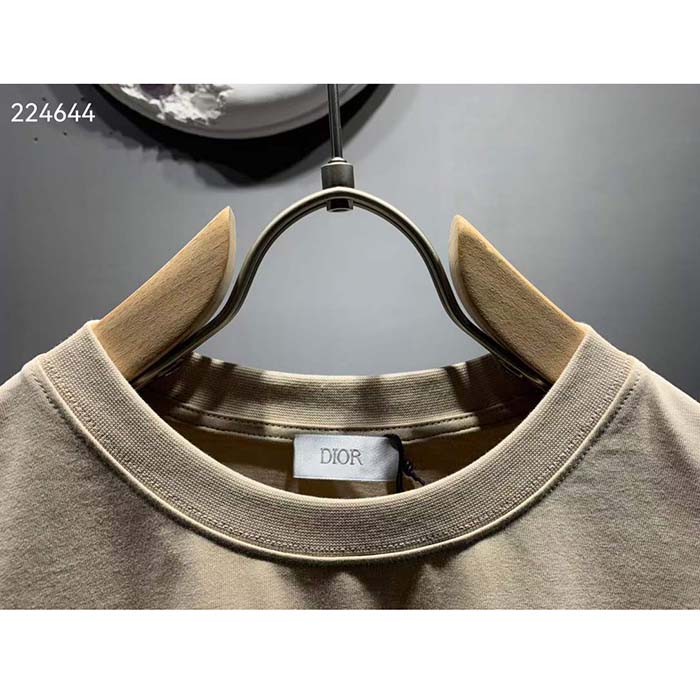 Dior Women CD Icon Relaxed-Fit T-Shirt Beige Organic Cotton Jersey