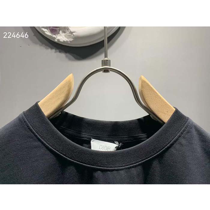 Dior Women CD Icon Relaxed-Fit T-Shirt Black Cotton Jersey