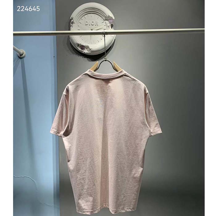 Dior Men CD Icon Relaxed-Fit T-Shirt Pink Organic Cotton Jersey