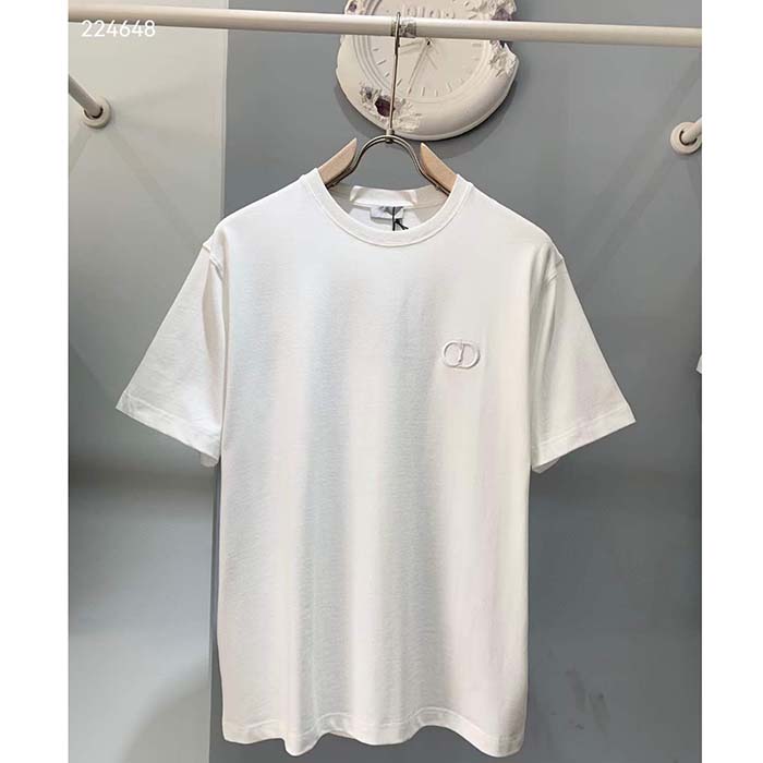 Dior Women CD Icon Relaxed-Fit T-Shirt White Cotton Jersey