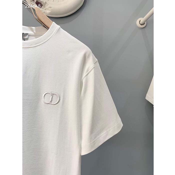 Dior Women CD Icon Relaxed-Fit T-Shirt White Cotton Jersey
