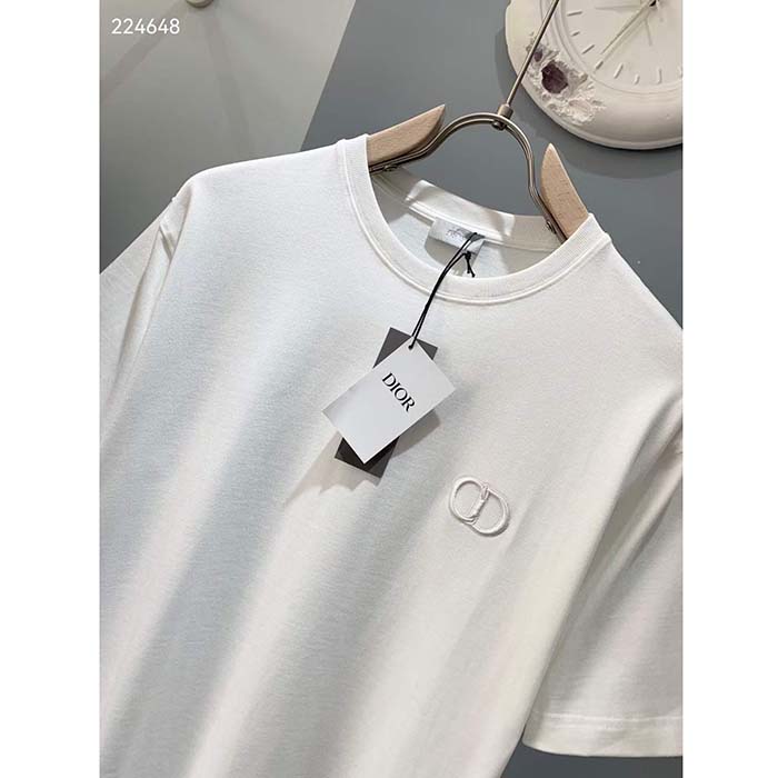 Dior Women CD Icon Relaxed-Fit T-Shirt White Cotton Jersey