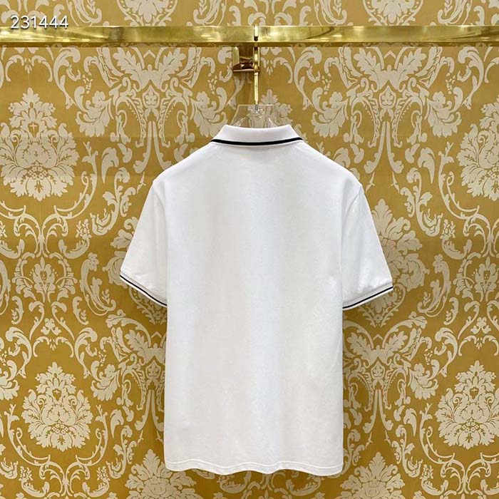 Dior Men CD Polo Shirt Bee Embroidery White Cotton Piqué