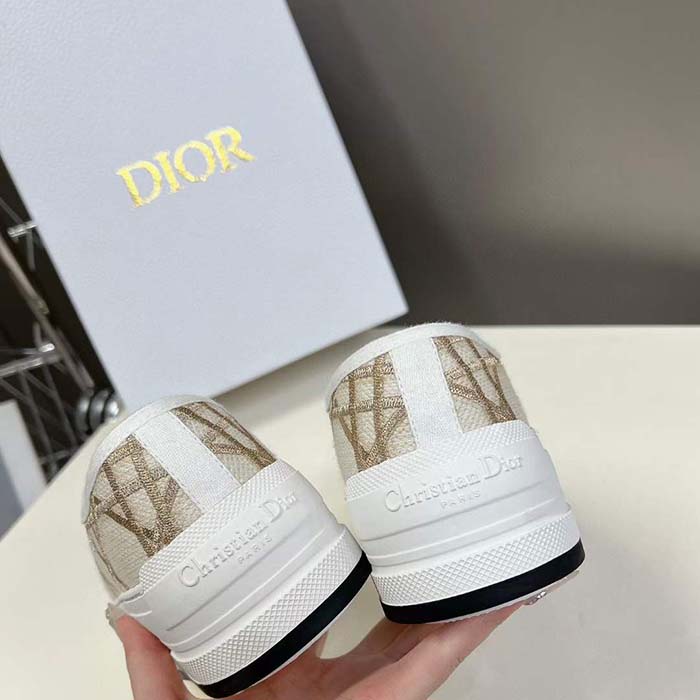 Dior Unisex CD Dior Or Walk’n’Dior Platform Sneaker Cotton Embroidered Macrocannage