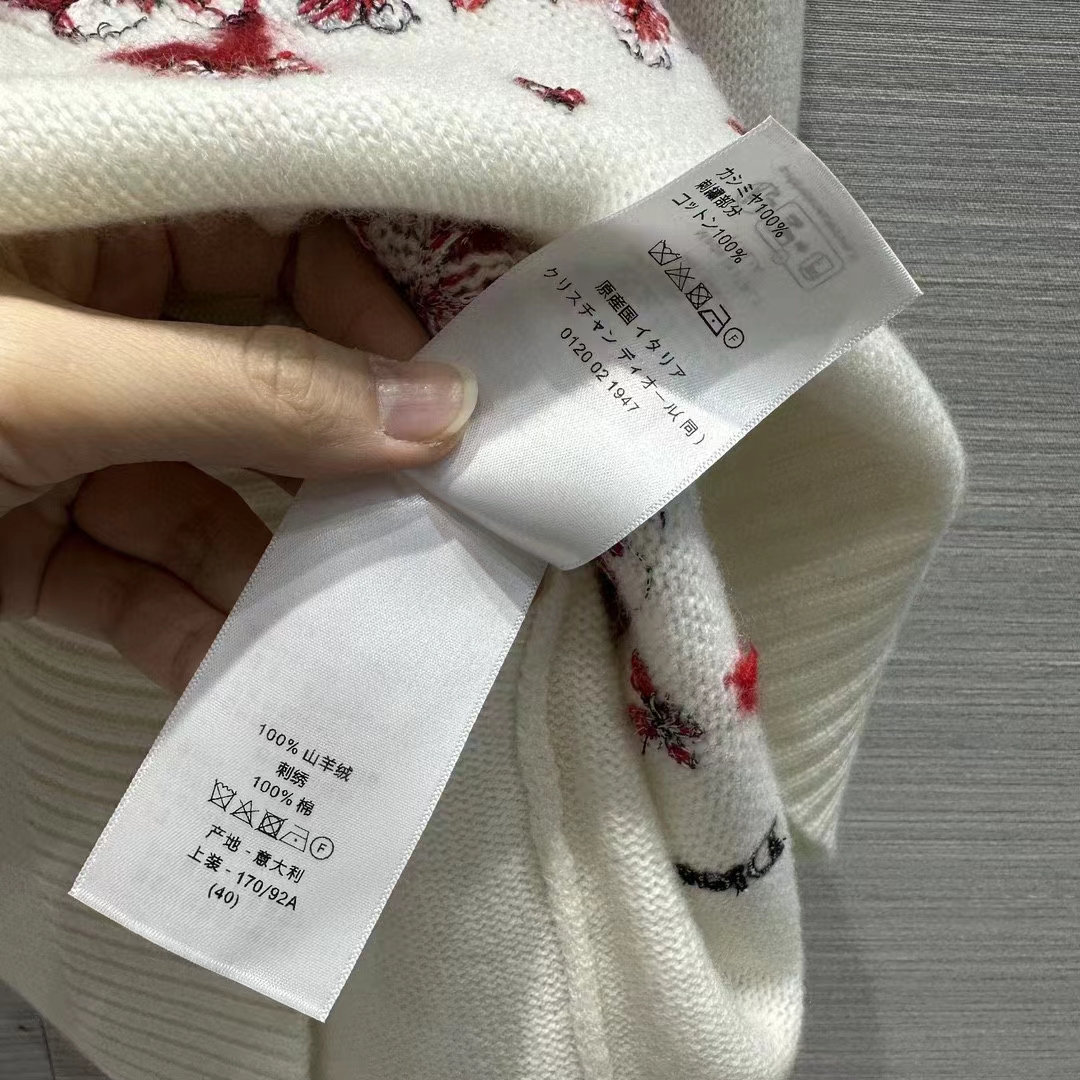 Dior Women CD Embroidered Sweater Red Cashmere Knit Le Cœur