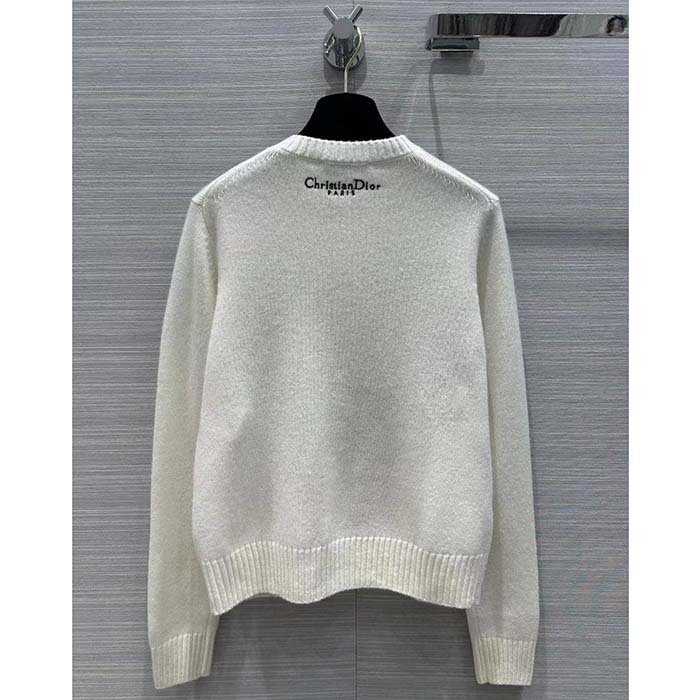 Dior Women CD Embroidered Sweater Red Cashmere Knit Le Cœur